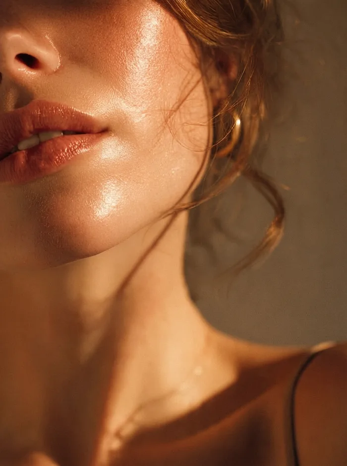 Radiant skin in golden light