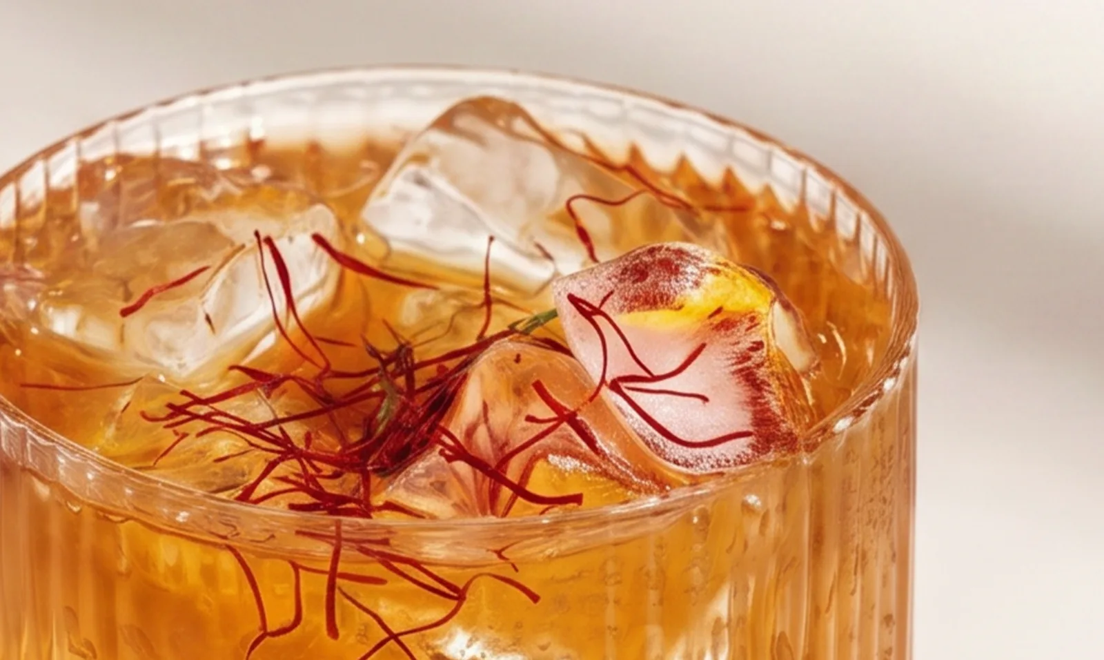 Saffron threads in a glass